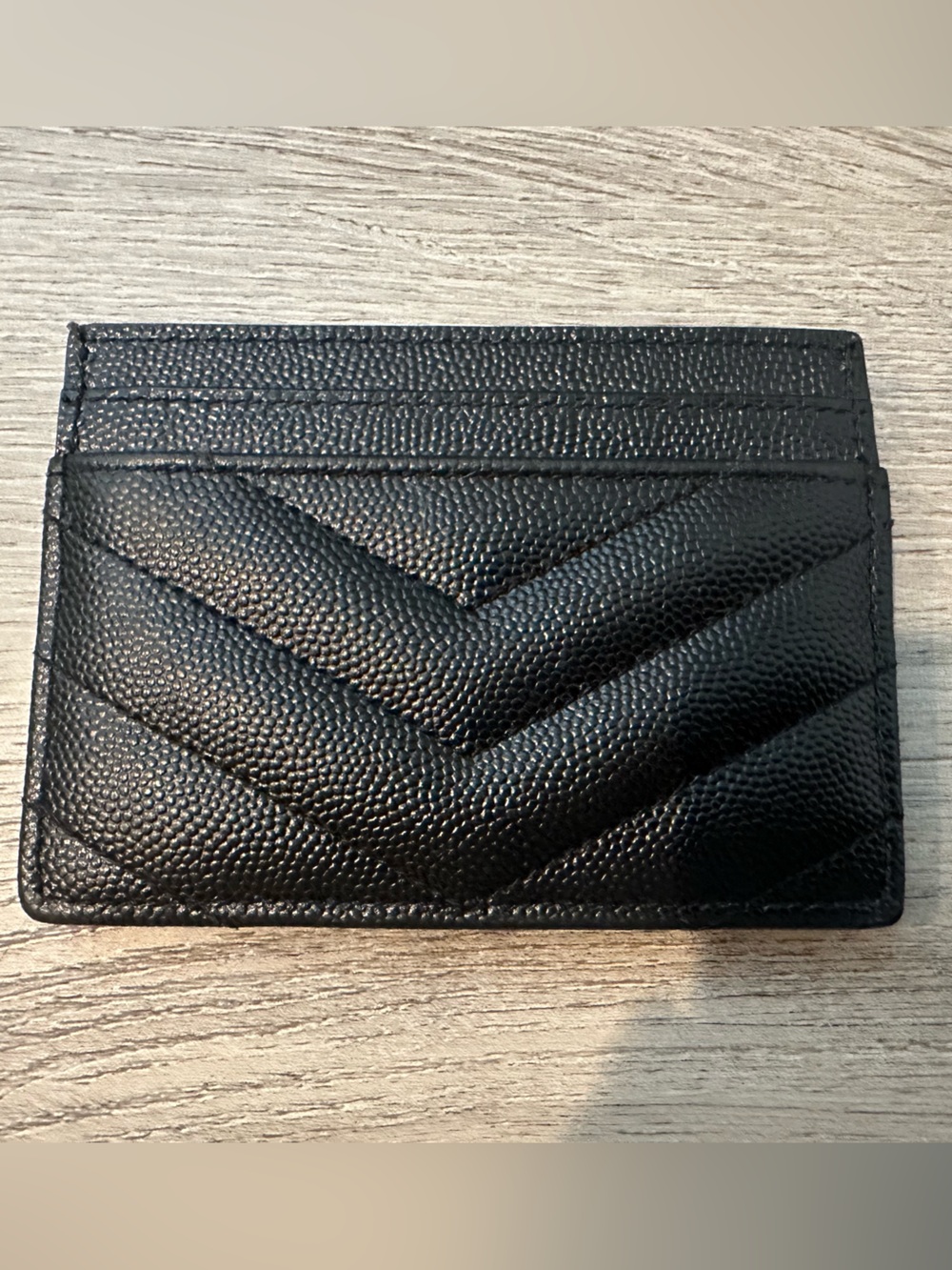 Saint Laurent Black Quilted Leather Card Case with Silver YSL Logo - Picture 2 of 4